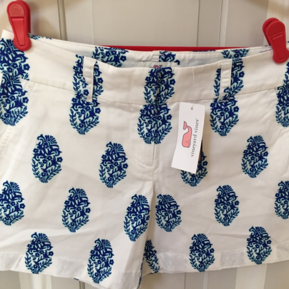 Vineyard Vines White & Blue Shell Fleur Shorts~ "Ocean Reef" NWT - Picture 9 of 11